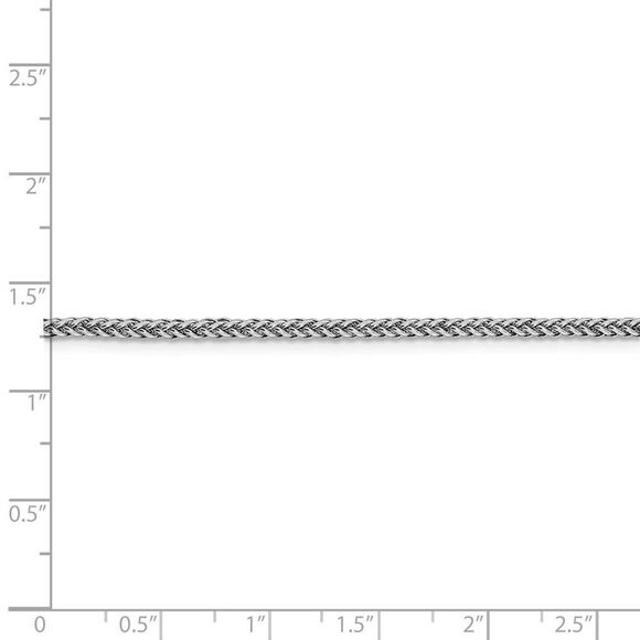 2.3mm, 14k White Gold Hollow Wheat Chain Necklace, 16 Inch